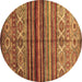 Round Oriental Brown Traditional Rug, con970brn