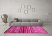 Machine Washable Oriental Pink Traditional Rug in a Living Room, wshcon970pnk