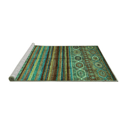 Sideview of Machine Washable Oriental Turquoise Traditional Area Rugs, wshcon970turq