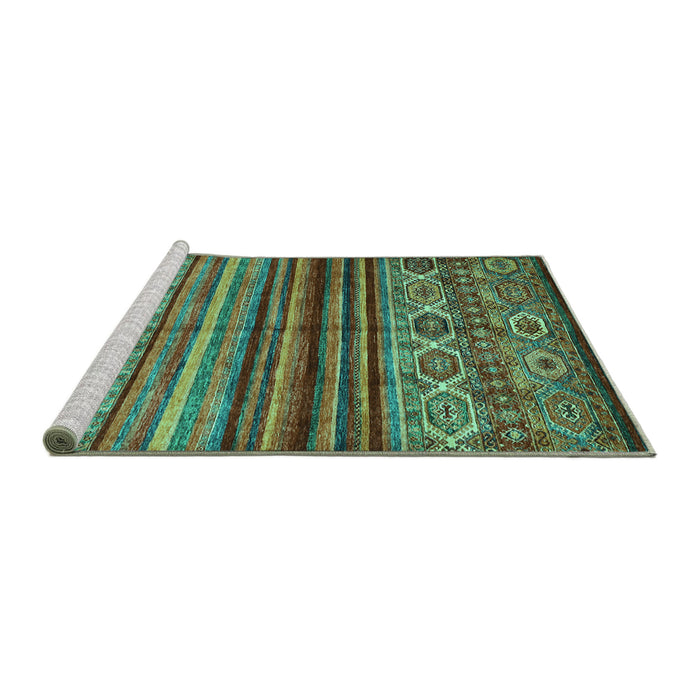 Sideview of Machine Washable Oriental Turquoise Traditional Area Rugs, wshcon970turq