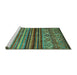 Sideview of Machine Washable Oriental Turquoise Traditional Area Rugs, wshcon970turq