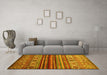 Machine Washable Oriental Yellow Traditional Rug in a Living Room, wshcon970yw