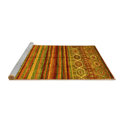 Sideview of Machine Washable Oriental Yellow Traditional Rug, wshcon970yw