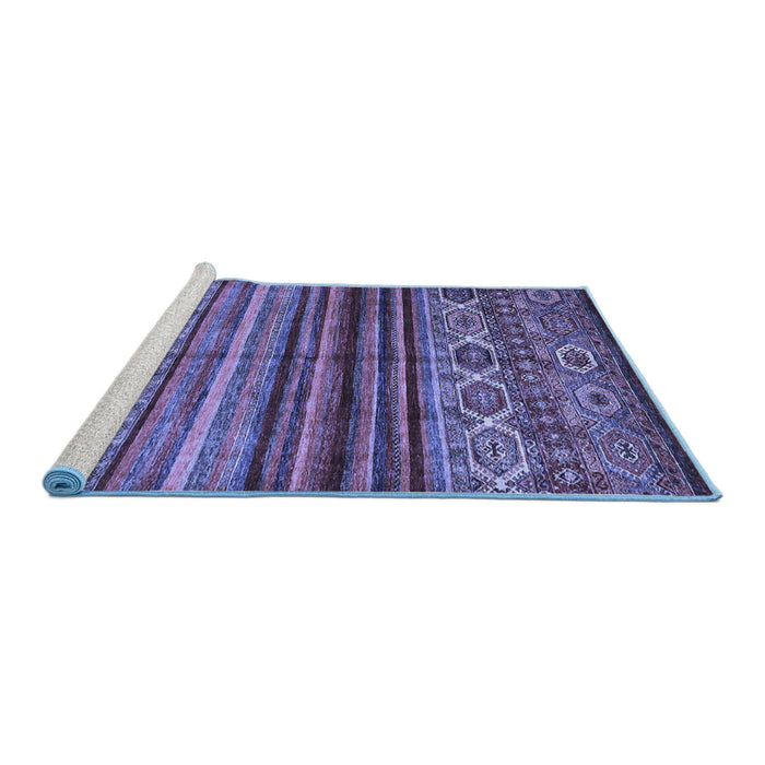 Sideview of Machine Washable Oriental Blue Traditional Rug, wshcon970blu