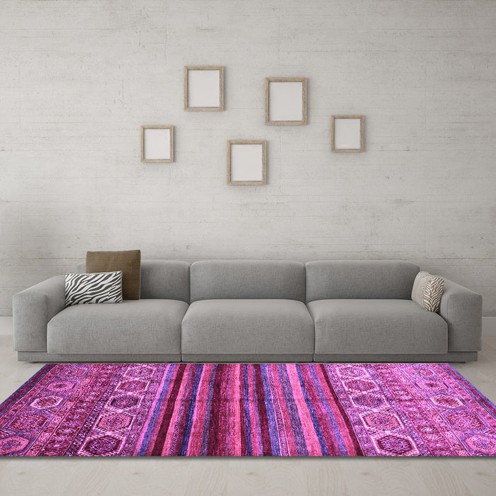 Machine Washable Oriental Purple Traditional Area Rugs in a Living Room, wshcon970pur