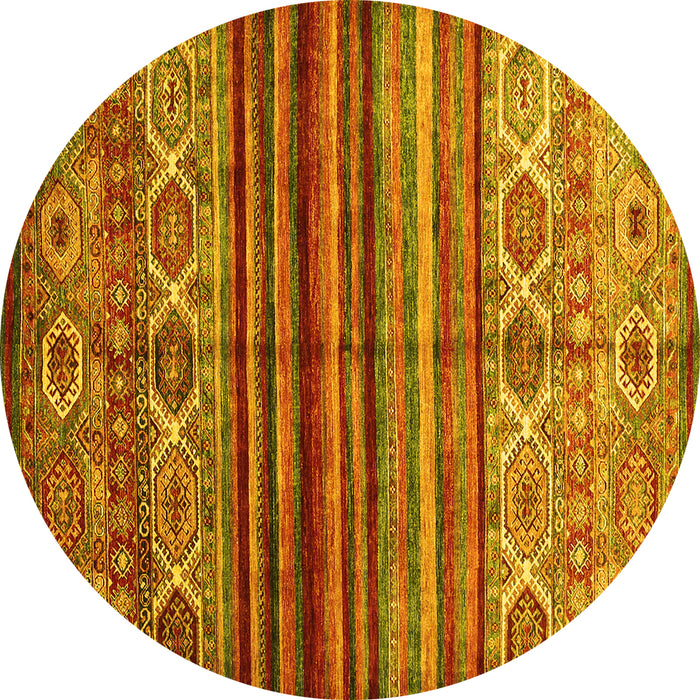 Round Oriental Yellow Traditional Rug, con970yw