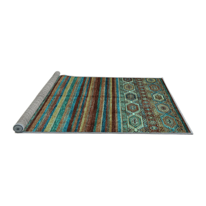 Sideview of Machine Washable Oriental Light Blue Traditional Rug, wshcon970lblu