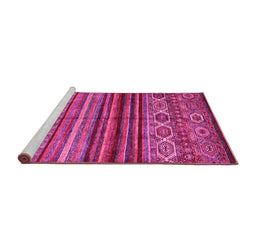 Sideview of Machine Washable Oriental Pink Traditional Rug, wshcon970pnk