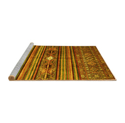 Sideview of Machine Washable Abstract Yellow Contemporary Rug, wshcon971yw