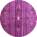Round Machine Washable Abstract Purple Contemporary Area Rugs, wshcon971pur