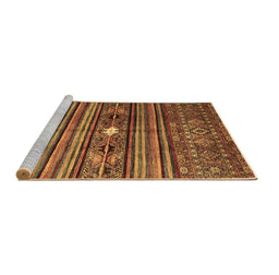 Sideview of Machine Washable Abstract Brown Contemporary Rug, wshcon971brn