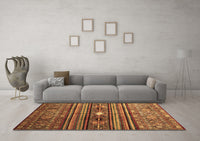 Machine Washable Abstract Brown Contemporary Rug, wshcon971brn