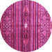 Round Abstract Pink Contemporary Rug, con971pnk