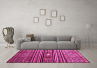 Machine Washable Abstract Pink Contemporary Rug, wshcon971pnk