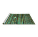 Sideview of Machine Washable Abstract Turquoise Contemporary Area Rugs, wshcon971turq