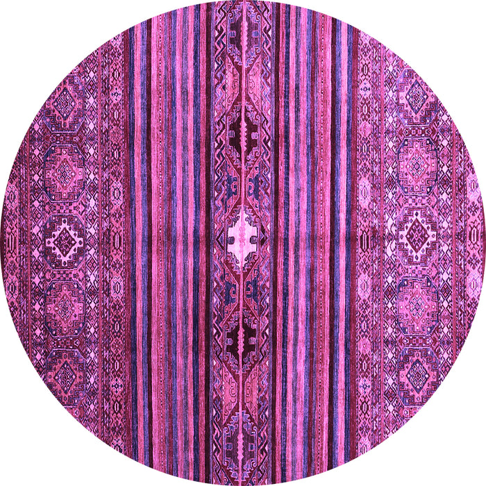 Round Abstract Purple Contemporary Rug, con971pur