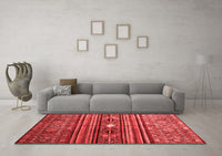 Machine Washable Abstract Red Contemporary Rug, wshcon971red