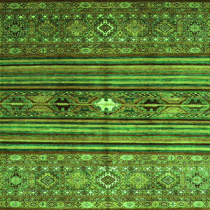 Serging Thickness of Abstract Green Contemporary Rug, con971grn