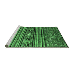 Sideview of Machine Washable Abstract Emerald Green Contemporary Area Rugs, wshcon971emgrn