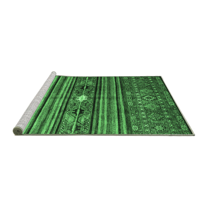 Sideview of Machine Washable Abstract Emerald Green Contemporary Area Rugs, wshcon971emgrn