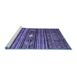 Sideview of Machine Washable Abstract Blue Contemporary Rug, wshcon971blu