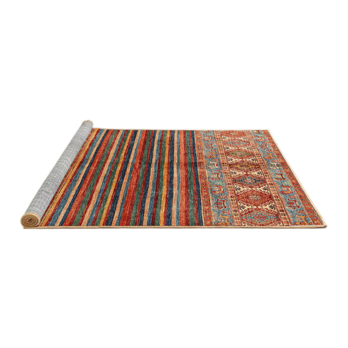 Serging Thickness of Machine Washable Contemporary Orange Brown Rug, wshcon972