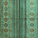 Square Abstract Turquoise Contemporary Rug, con972turq