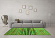 Machine Washable Abstract Green Contemporary Area Rugs in a Living Room,, wshcon972grn