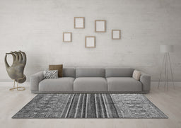 Machine Washable Abstract Gray Contemporary Rug in a Living Room,, wshcon972gry