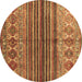 Round Machine Washable Abstract Brown Contemporary Rug, wshcon972brn