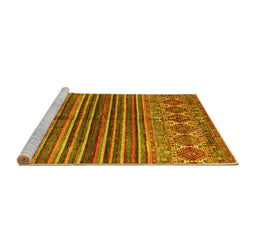 Sideview of Machine Washable Abstract Yellow Contemporary Rug, wshcon972yw