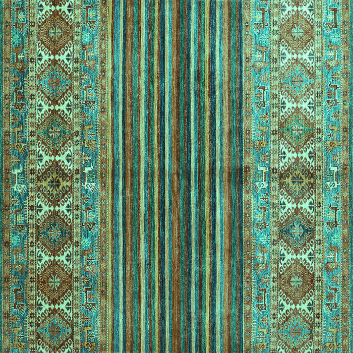 Square Machine Washable Abstract Turquoise Contemporary Area Rugs, wshcon972turq