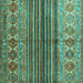 Square Machine Washable Abstract Turquoise Contemporary Area Rugs, wshcon972turq