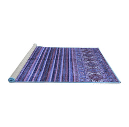 Sideview of Machine Washable Abstract Blue Contemporary Rug, wshcon972blu