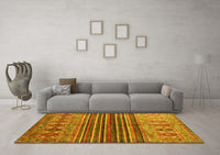 Machine Washable Abstract Yellow Contemporary Rug, wshcon972yw