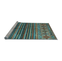 Sideview of Machine Washable Abstract Light Blue Contemporary Rug, wshcon972lblu