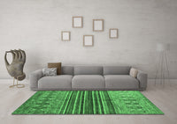 Machine Washable Abstract Emerald Green Contemporary Rug, wshcon972emgrn