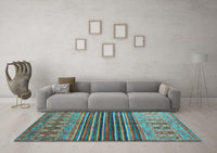 Machine Washable Abstract Light Blue Contemporary Rug, wshcon972lblu