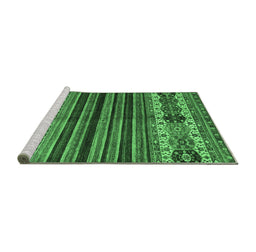 Sideview of Machine Washable Abstract Emerald Green Contemporary Area Rugs, wshcon973emgrn