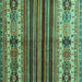 Square Machine Washable Abstract Turquoise Contemporary Area Rugs, wshcon973turq