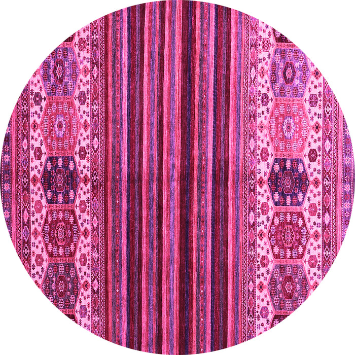 Round Machine Washable Abstract Pink Contemporary Rug, wshcon973pnk