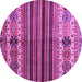 Round Machine Washable Abstract Purple Contemporary Area Rugs, wshcon973pur