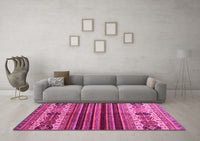 Machine Washable Abstract Pink Contemporary Rug, wshcon973pnk