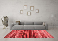Machine Washable Abstract Red Contemporary Rug, wshcon973red