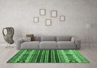 Machine Washable Abstract Emerald Green Contemporary Rug, wshcon973emgrn