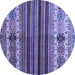 Round Abstract Blue Contemporary Rug, con973blu