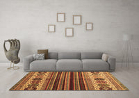 Machine Washable Abstract Brown Contemporary Rug, wshcon973brn