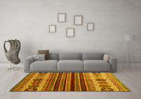 Machine Washable Abstract Yellow Contemporary Rug, wshcon973yw