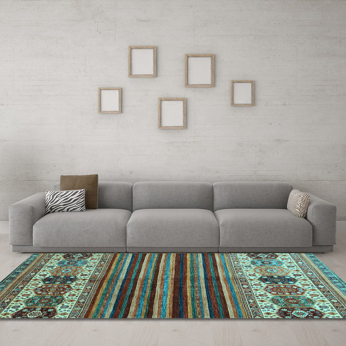 Machine Washable Abstract Light Blue Contemporary Rug in a Living Room, wshcon973lblu