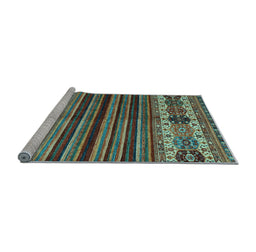 Sideview of Machine Washable Abstract Light Blue Contemporary Rug, wshcon973lblu
